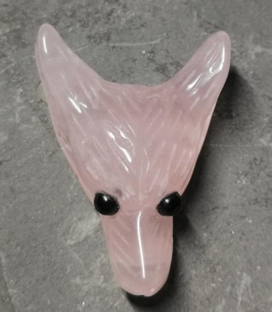 Rosenquarz Wolfskopf Anhänger